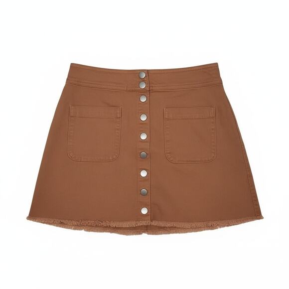 Madewell Camel Cutoff Snap Front Mini Skirt Size 4 - Picture 6 of 9